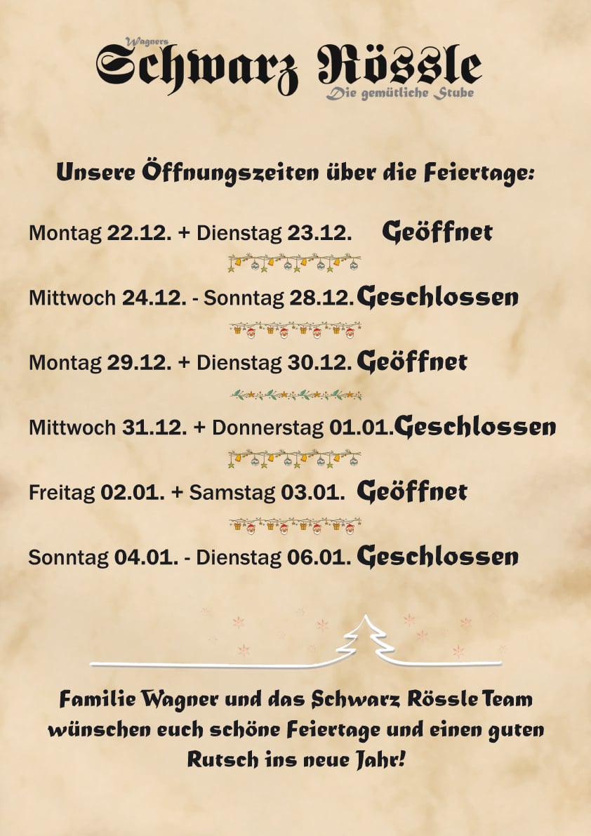 Weihnachtsurlaub Schwarz Roessle